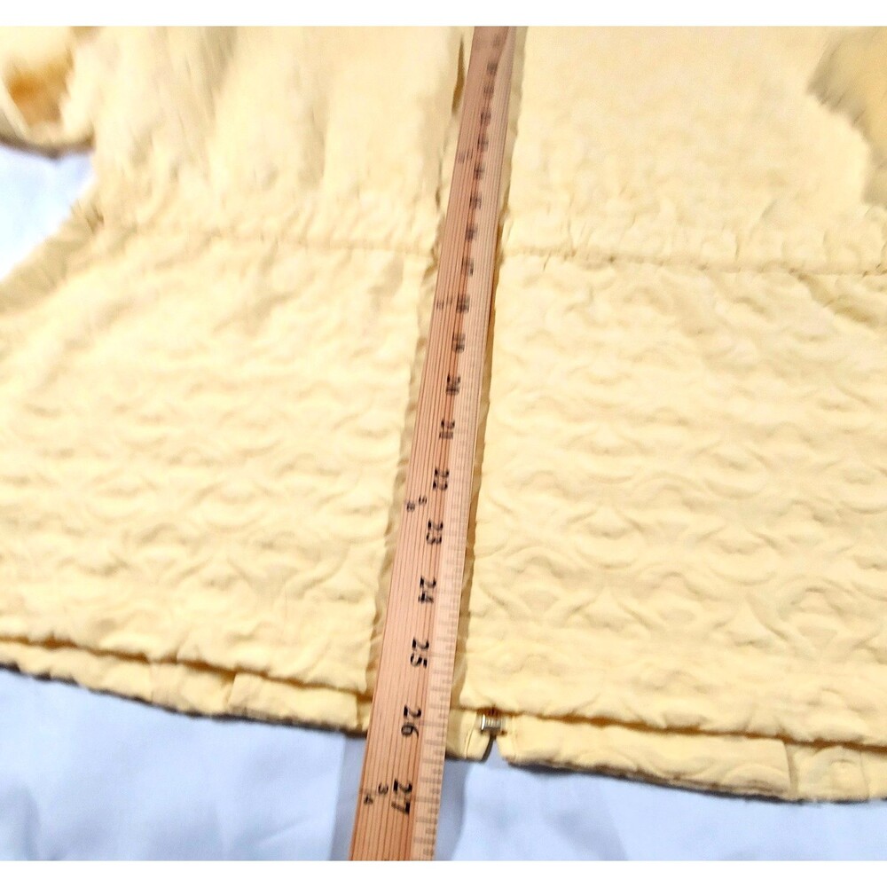 Christopher & Banks Jacket Womens Large Yellow Textured Floral Zip Lightweight - Picture 9 of 11